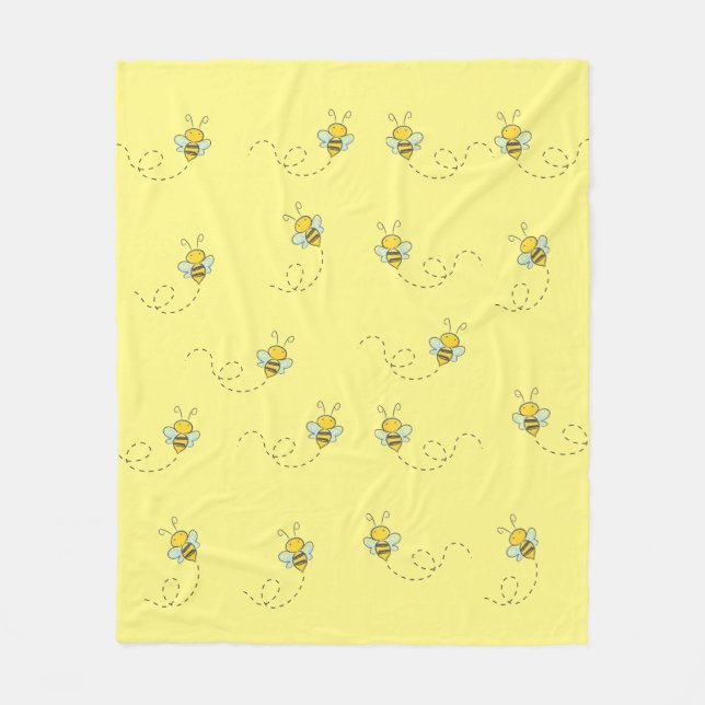 Busy Bee Cute Yellow Pattern Fleecedecke (Vorderseite)