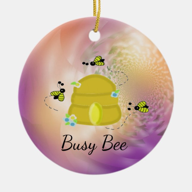 Busy Bees Whimsical mehrfarbig Keramik Ornament (Vorne)
