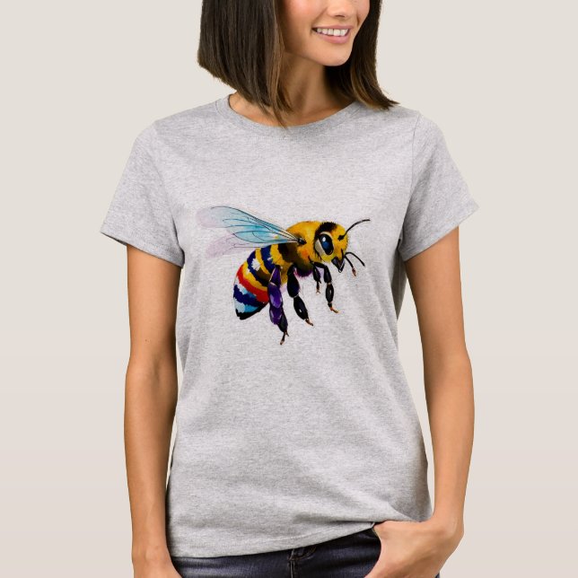 Busy Bumble Bee Honey Bee With Iridescent Wings T-Shirt (Vorderseite)