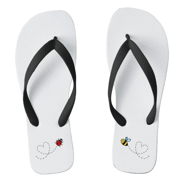 Busy Bumblebee & Ladybird Pattern Flip Flops (Fußbett)