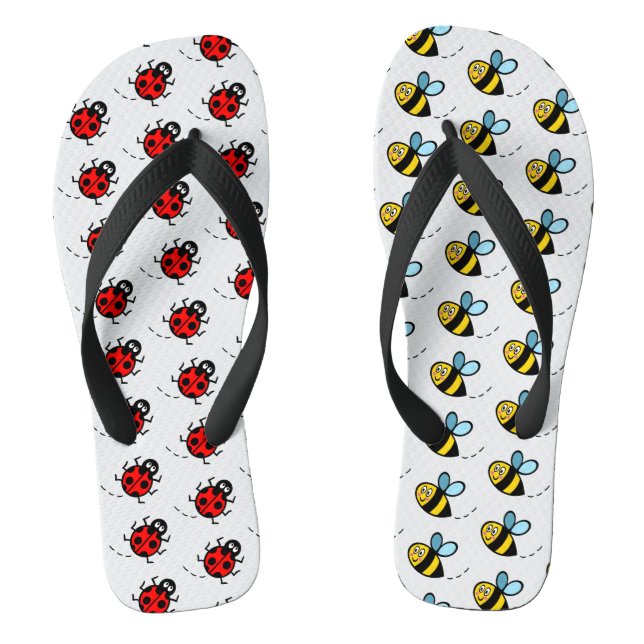 Busy Bumblebee & Ladybird Pattern Flip Flops (Fußbett)