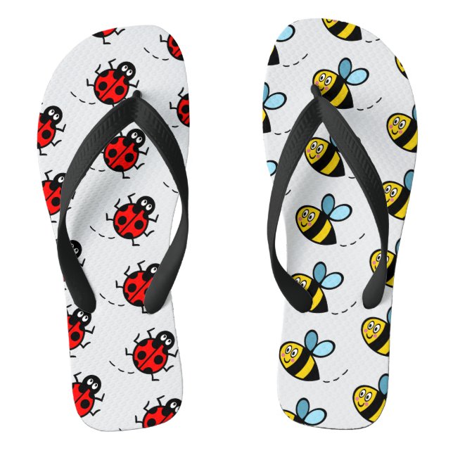 Busy Bumblebee & Ladybird Pattern Flip Flops (Fußbett)