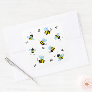 Busy Buzzing Hummelbienen Quadratischer Aufkleber