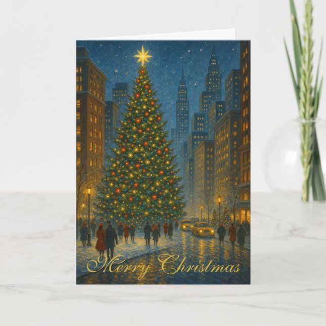 Busy City Christmas Elegant Custom Greeting Karte (Vorderseite)