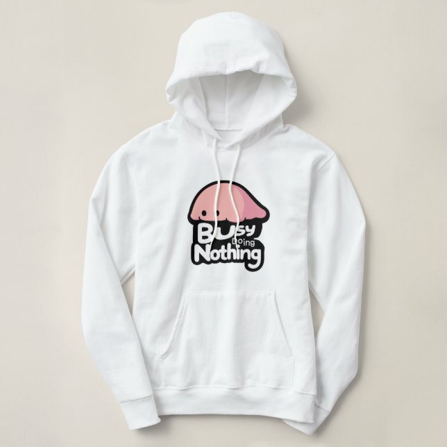 Busy Doing Nothing - Cute Pink Blob Hoodie (Design vorne)