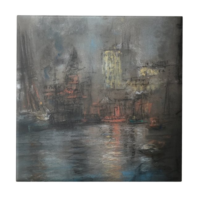 Busy Harbour (von Glenn Cooper Henshaw) Fliese (Vorderseite)