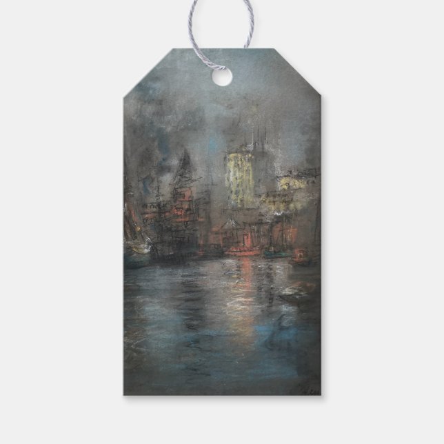 Busy Harbour (von Glenn Cooper Henshaw) Geschenkanhänger (Vorderseite)