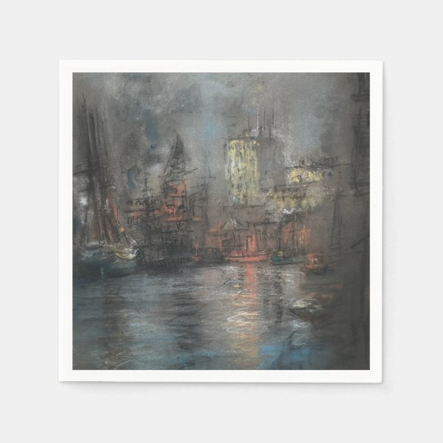 Busy Harbour (von Glenn Cooper Henshaw) Serviette (Vorderseite)