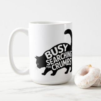 Busy Searching for Crumbs Fat Cat Diet Humor Kaffeetasse