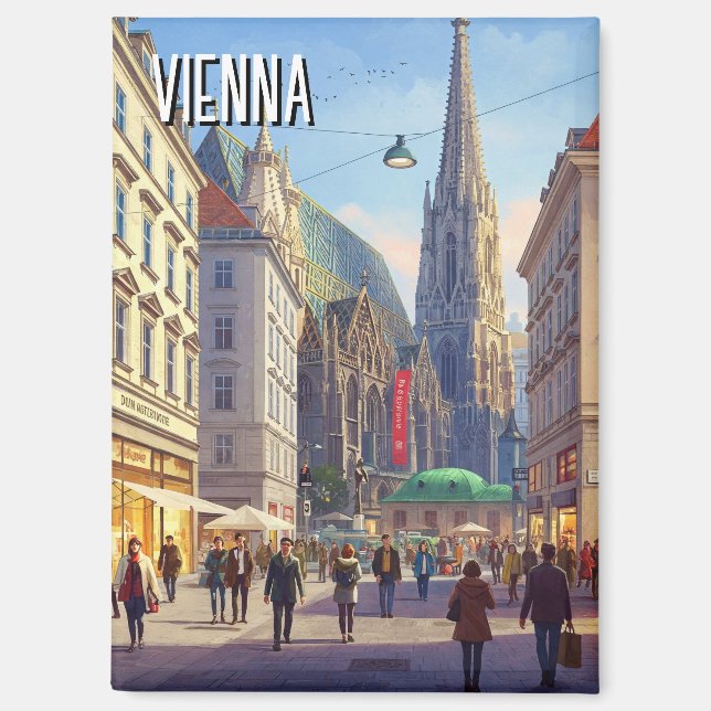 Busy Street Stephansplatz Vienna Austria Travel Magnet (Vorderseite)