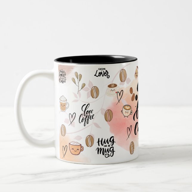 But First, Coffee – Cute Aesthetic Coffee Mug  Zweifarbige Tasse (Links)