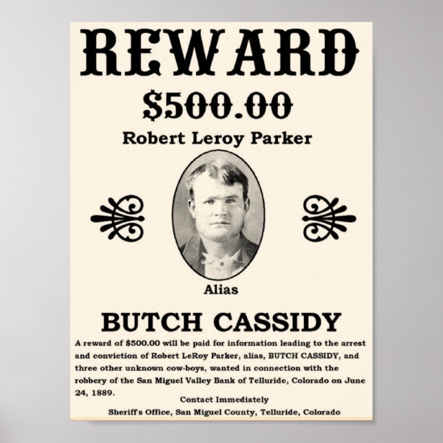 Butch Cassidy Rewards-Poster Poster (Vorne)