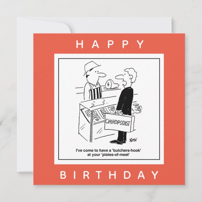Butcher & Chiropodist Cockney Slang Cartoon Karte (Vorderseite)