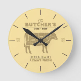 Butcher Shop Teile des Rinddiagramms Runde Wanduhr
