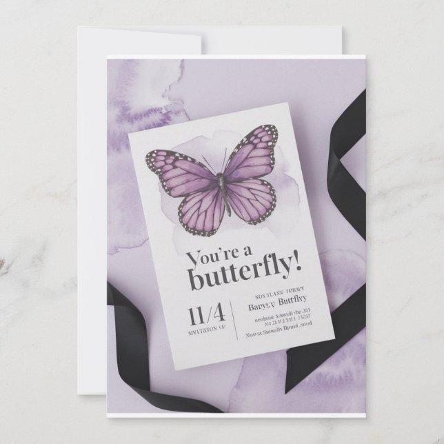 Butfu Bingginnings: Elegante Babydusche Einladung" Einladung (Vorderseite)