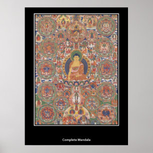 Buthanesisches vollständiges Mandala XIX Jahrhunde Poster
