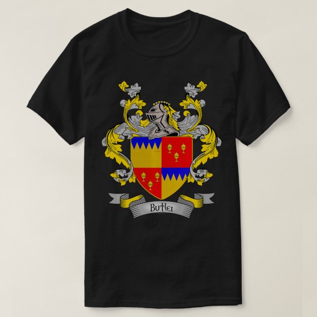 Butler Coat of Arms Butler Surname Familienwappen T-Shirt (Design vorne)