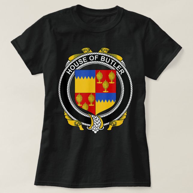 Butler Coat of Arms Familienwappen T-Shirt (Design vorne)