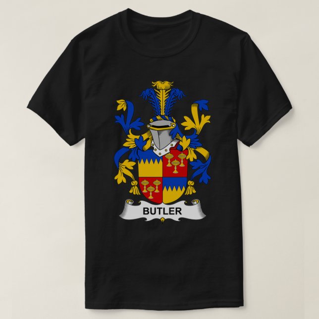 Butler Coat of Arms Family Crest  T-Shirt (Design vorne)