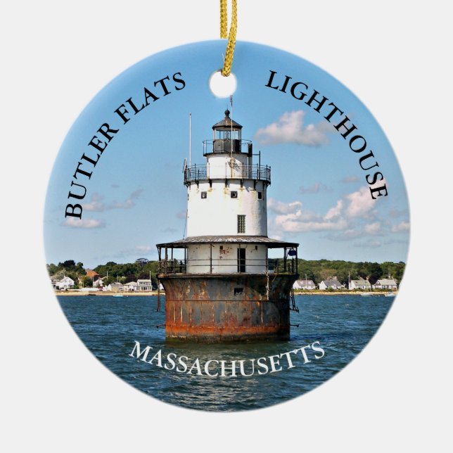 Butler-Ebene-Leuchtturm, Massachusetts-Verzierung Keramik Ornament (Vorne)