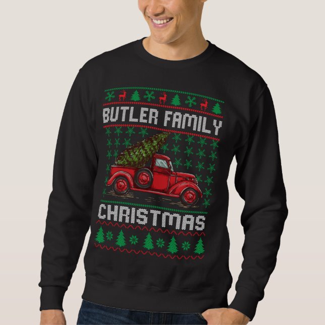 Butler Familie Uggli Weihnachten Sweater Red Truck Sweatshirt (Vorderseite)