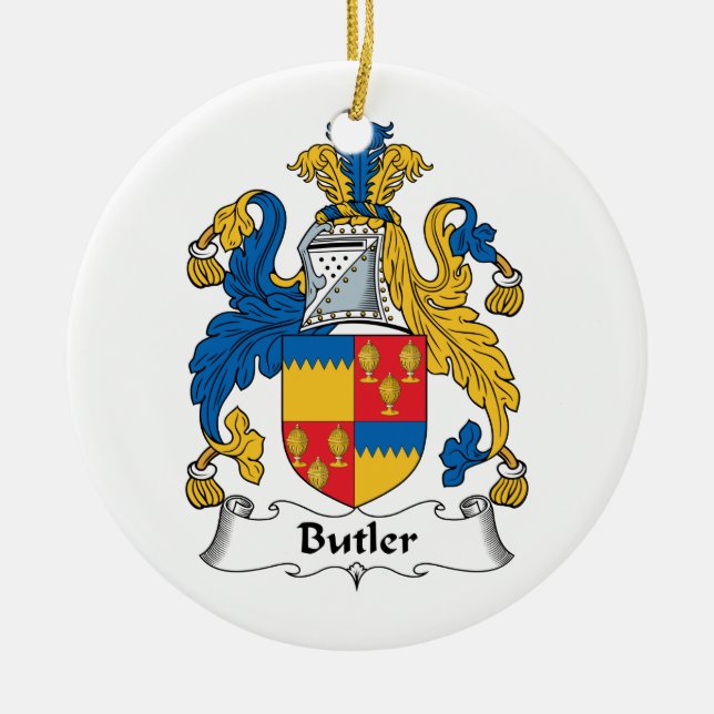 Butler-Familienwappen Keramikornament (Vorne)