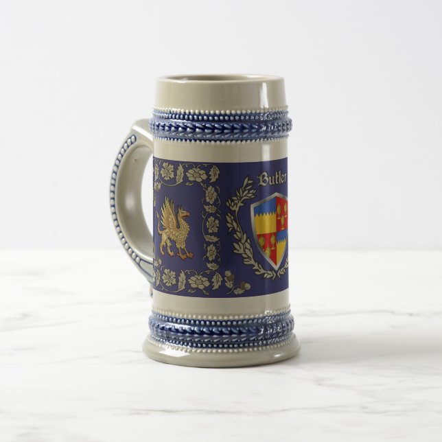 Butler Irish Shield Griffin Stein Bierglas (Vorderseite Links)