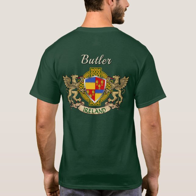 Butler Irish Shield & Griffins Personalisiert T-Shirt (Rückseite)