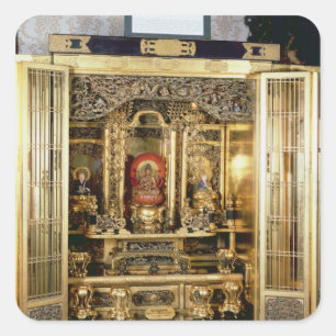Butsudan Schrein von eines Damios Palast in Kyoto Quadratischer Aufkleber