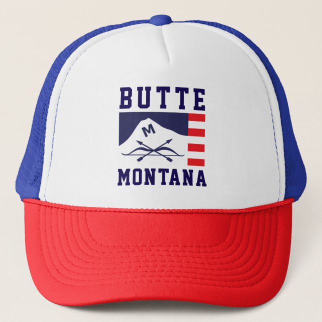 Butte-Flagge, Montana Truckerkappe (Vorderseite)