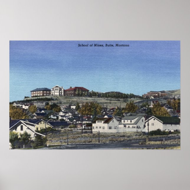 Butte, Montana - Minenschule Sicht auf Poster (Vorne)