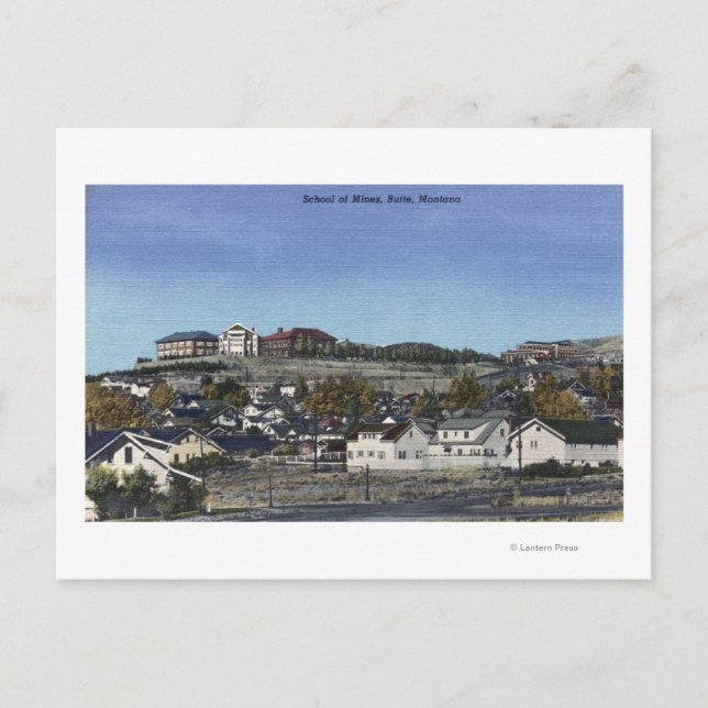 Butte, Montana - Minenschule Sicht auf Postkarte (Vorderseite)