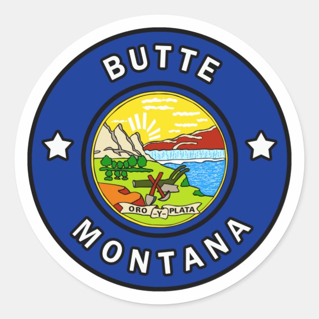 Butte Montana Runder Aufkleber (Vorderseite)