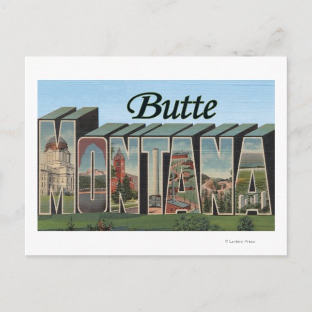Butte, MontanaGroße BuchstabenszenenButte, MT Postkarte (Vorderseite)