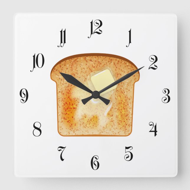 Butter auf Toast Quadratische Wanduhr (Vorderseite)