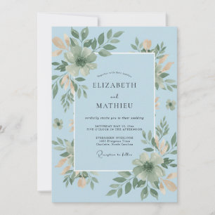 Butter Azure Laub Eukalyptus Hochzeit Einladung