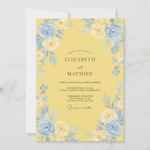 Butter Azure Pfingstrosen-Hochzeit Einladung