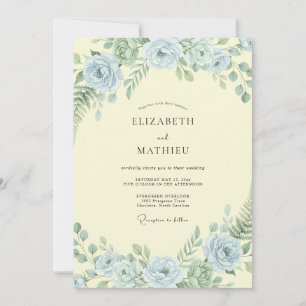 Butter Azure Ranunculus Dusty Eucalyptus Hochzeit Einladung