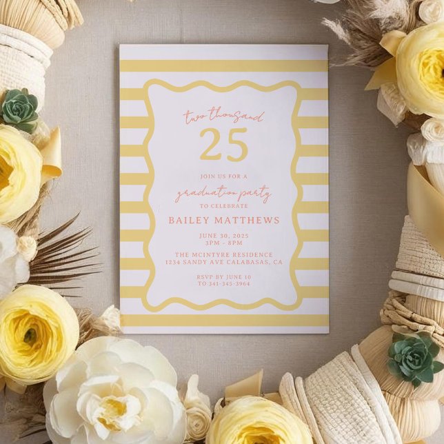 Butter Cabana Fun Yellow Graduation Party Einladung (Butter Cabana Yellow Graduation Invitation. Fun and bright graduation invitation.)