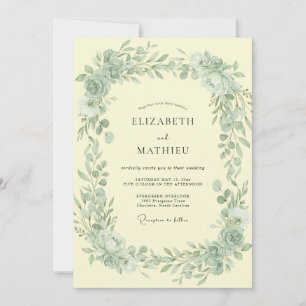 Butter-Celadon-Blumenhochzeit Einladung
