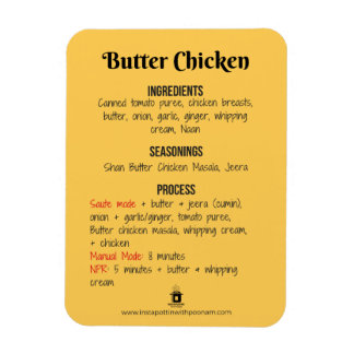 Butter Chicken Rezept Magnet für Instant Pot