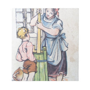 Butter Churn Mutter Son antikes Aquarellland Notizblock