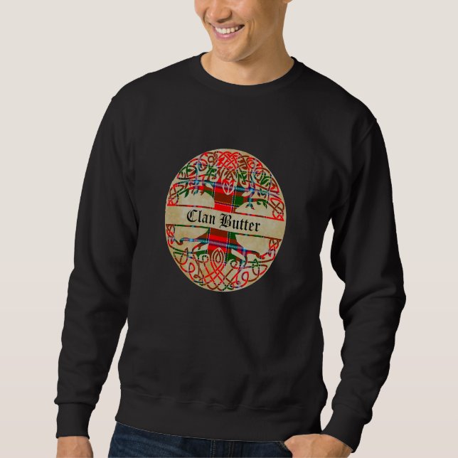 Butter Clan Tartan Tree of Life Scottish Surname Sweatshirt (Vorderseite)