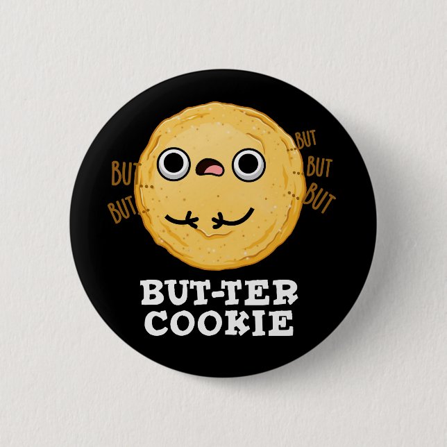 Butter Cookie Funny Food Puff Dark BG Button (Vorderseite)