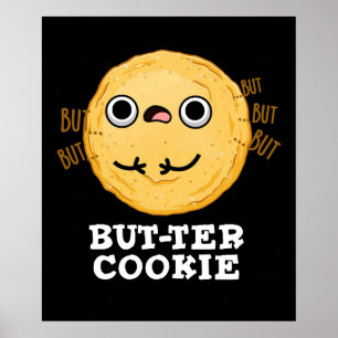 Butter Cookie Funny Food Puff Dark BG Poster