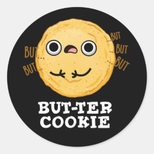 Butter Cookie Funny Food Puff Dark BG Runder Aufkleber
