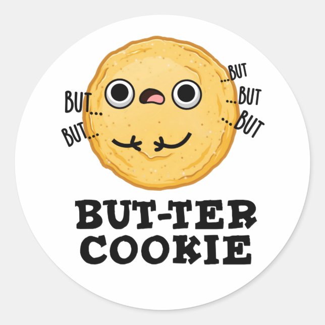 Butter Cookie Funny Food Puff Runder Aufkleber (Vorderseite)