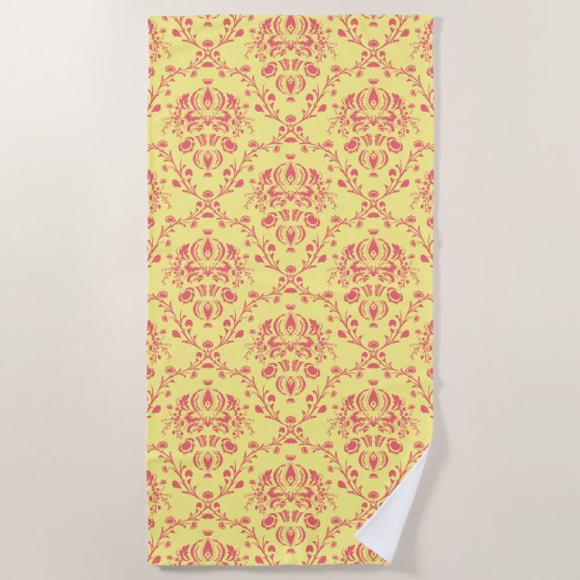 Butter Cranberry Damask Strandtuch (Vorderseite)