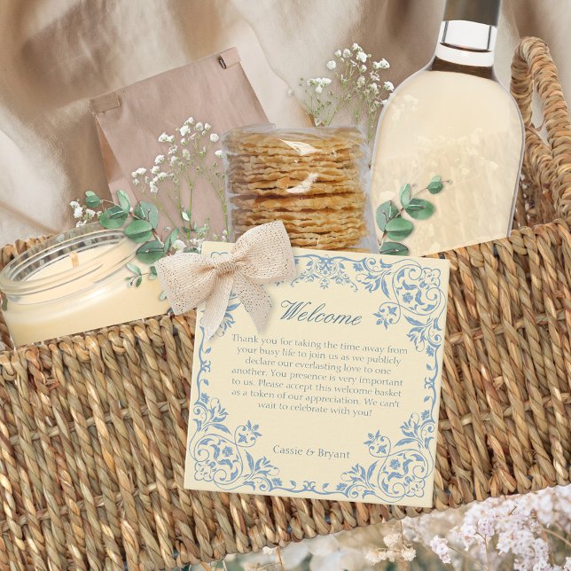 Butter Gelb Elegante Hochzeit Begrüßungsgeschenk T Geschenkanhänger (Elegant butter yellow welcome basket gift tags for wedding guest favors and bride and groom gift tag)