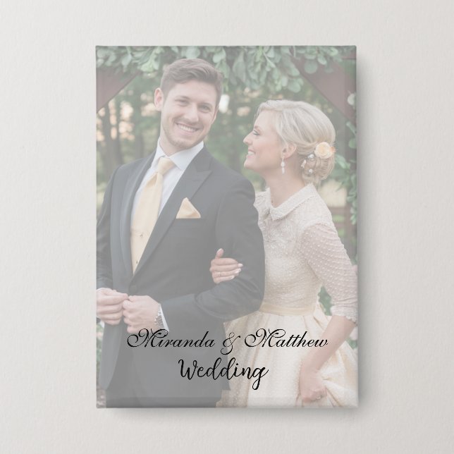 Butter-Gelb-Rose-Bouquet-Hochzeitsstich-Foto Button (Vorderseite)